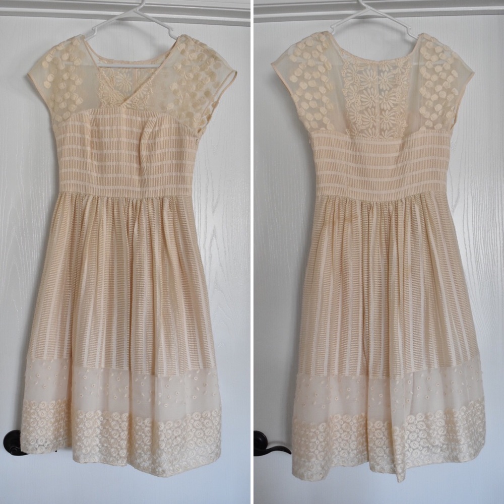 Moulinette Soeurs Cream Lace Midi Dress
